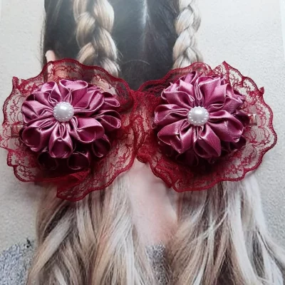 Kanzashi flower hair clips – Set of 2 hair clips