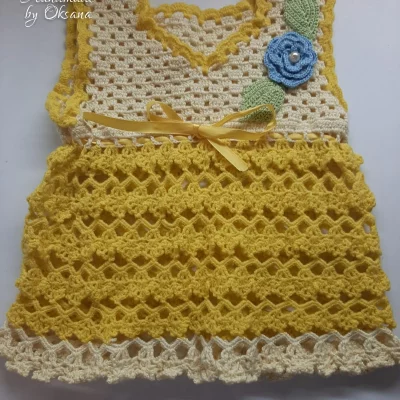 Handmade crochet baby girl dress – 6-12 months