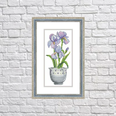 Irises In A Pot – Cross Stitch PDF Digital Pattern