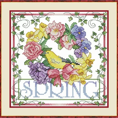 Spring Wreath – Cross Stitch PDF Digital Pattern