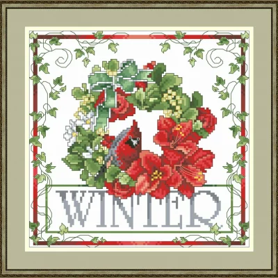 Winter Floral Wreath – Cardinal …