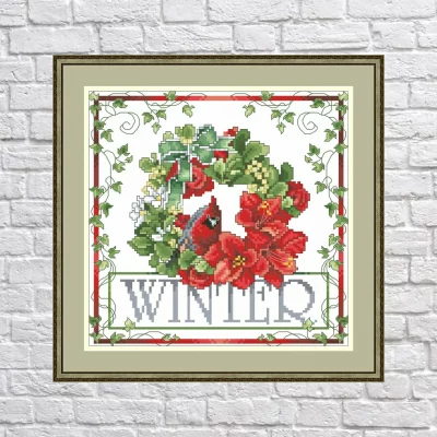 Winter Wreath – Cross Stitch PDF Digital Pattern