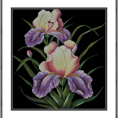 Irises On Black – Cross Stitch P…