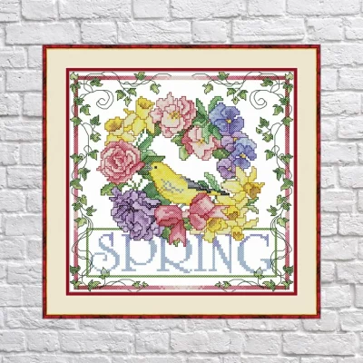 Spring Wreath – Cross Stitch PDF Digital Pattern