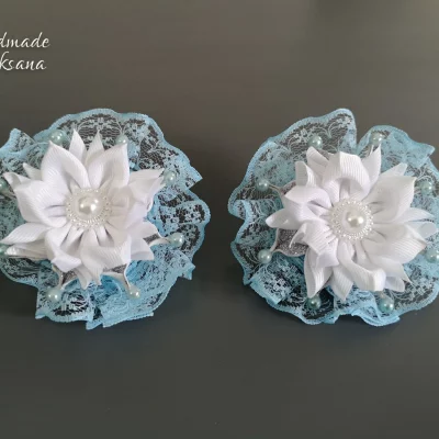 Kanzashi winter flower hair ties – Sold in pair